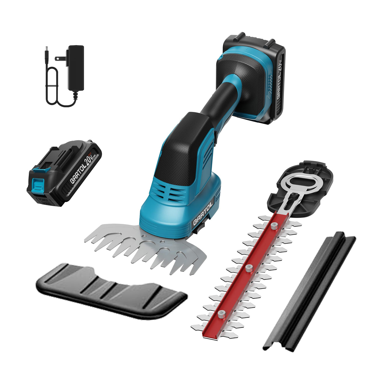 GARTOL cordless hedge trimmer with a 12-inch blade for precise hedge shaping.