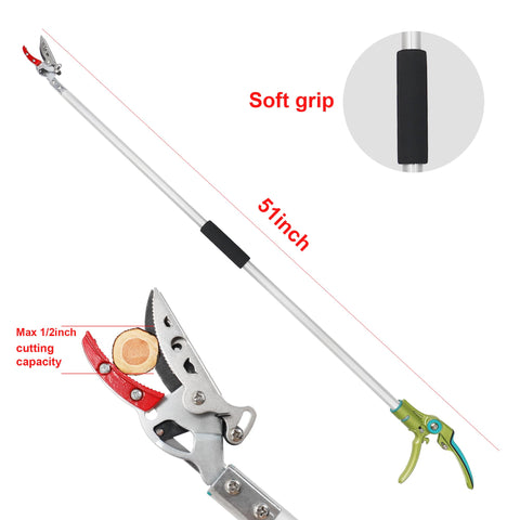 GARTOL pole pruner with 180-degree rotating handle for versatile cutting angles