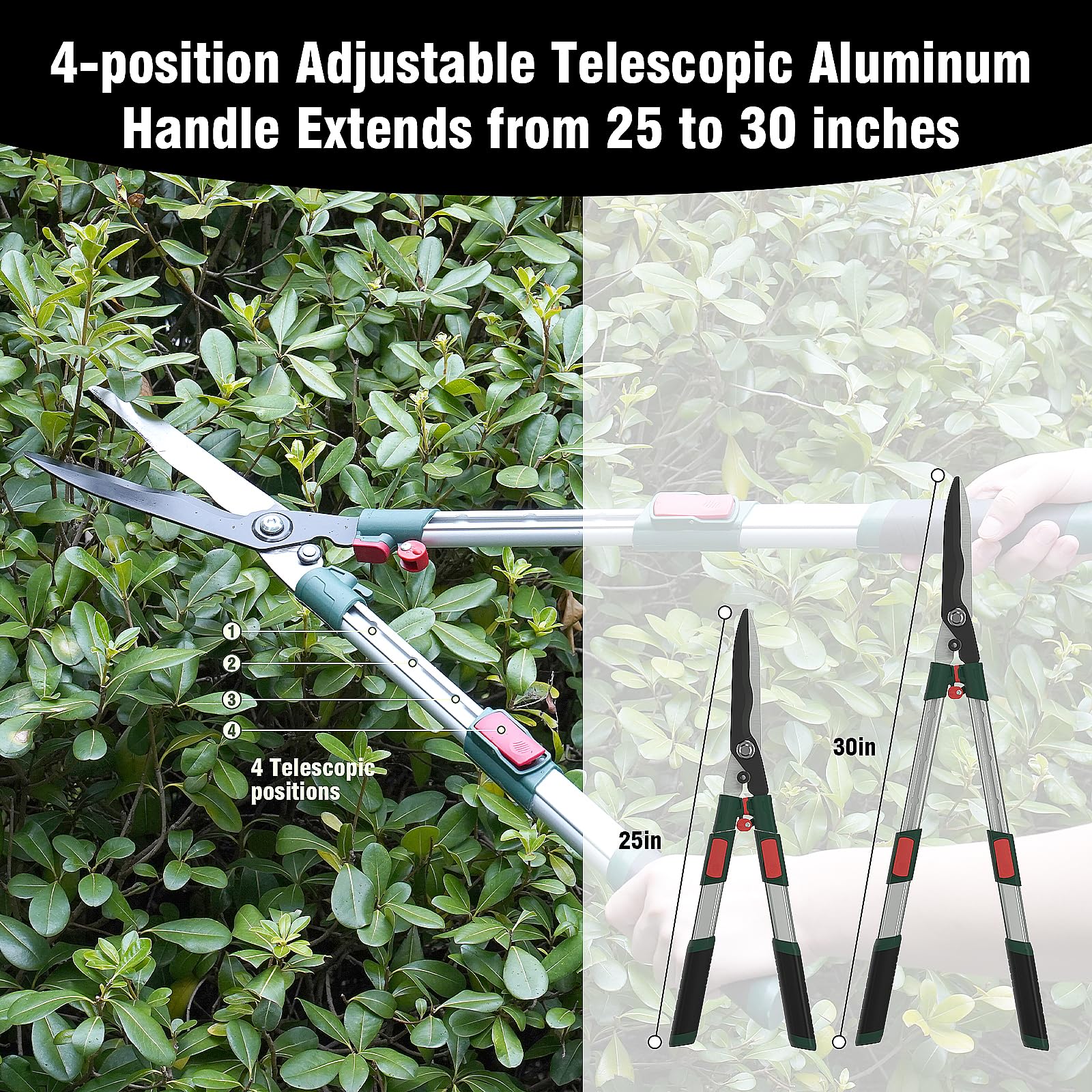 GARTOL telescopic aluminum handles improve reach and comfort.