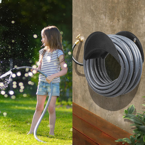 GARTOL wall-mount design saves space and protects hoses from mower blades.