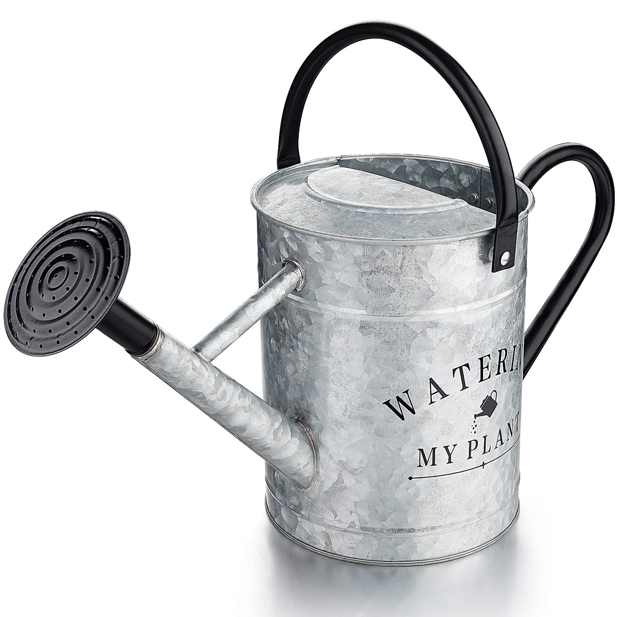 Garutom galvanized watering can with 1 gallon capacity for indoor and outdoor use.
