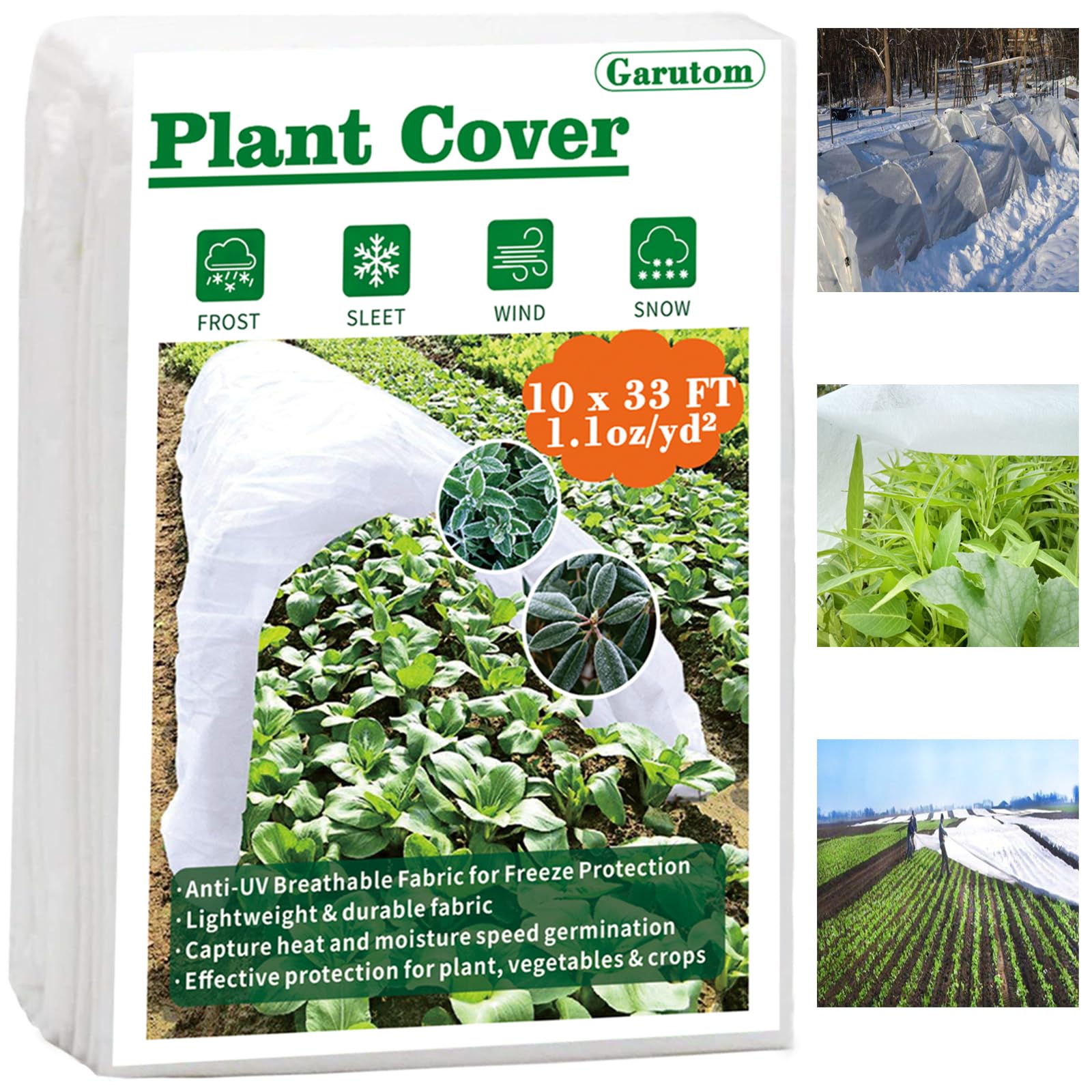 Garutom plant cover 10x33 ft provides frost protection for garden beds