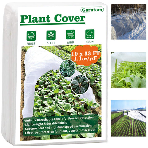 Garutom plant cover 10x33 ft provides frost protection for garden beds