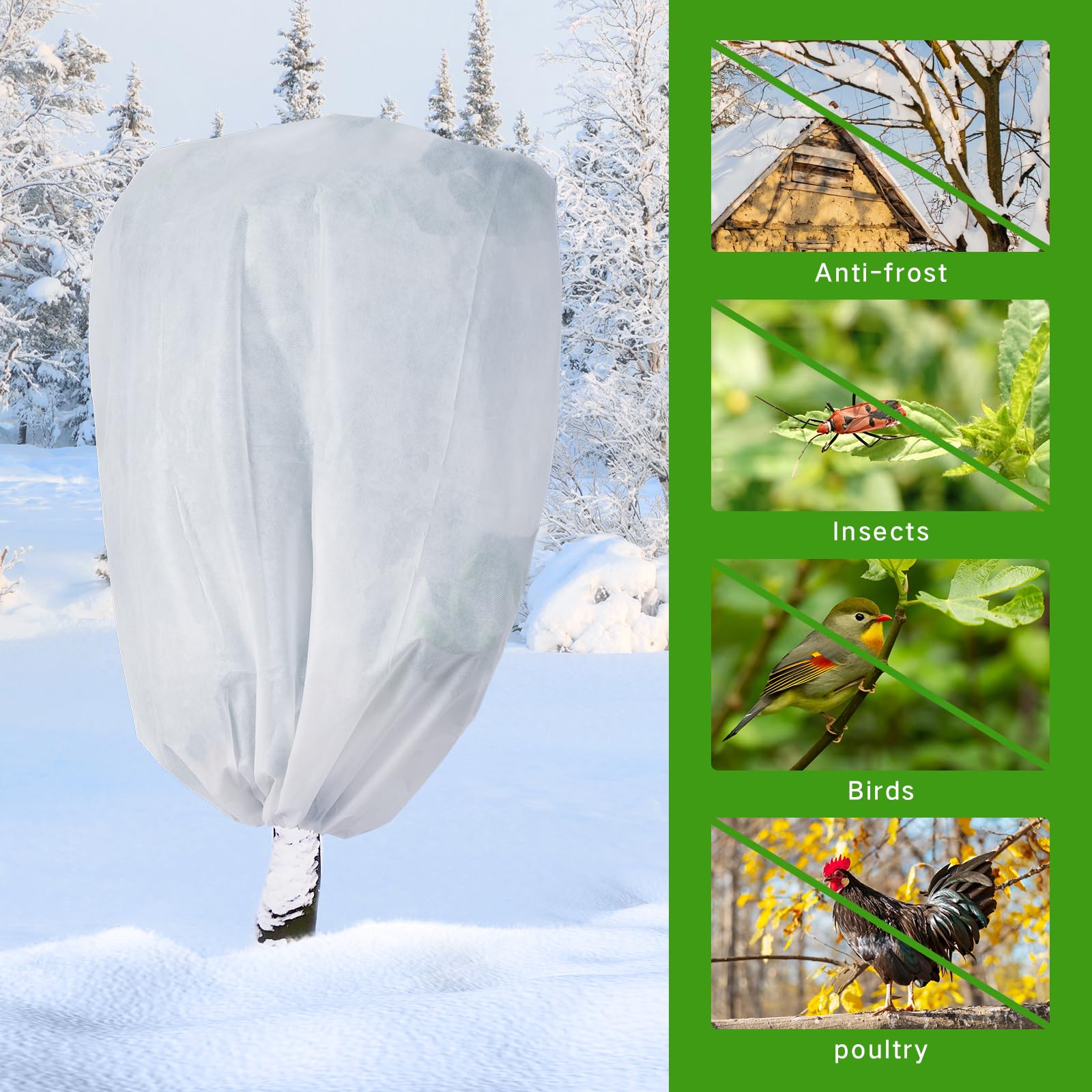 Garutom plant jacket on trees demonstrates practical winter protection outdoors
