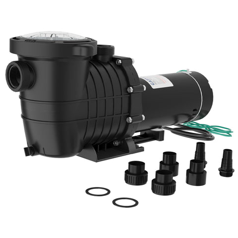 Garvee 1.5 HP pool pump front view shows durable copper motor and compact housing.