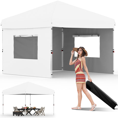 Garvee 10x10 pop-up tent setup shows fast, tool-free assembly for busy outdoor events.