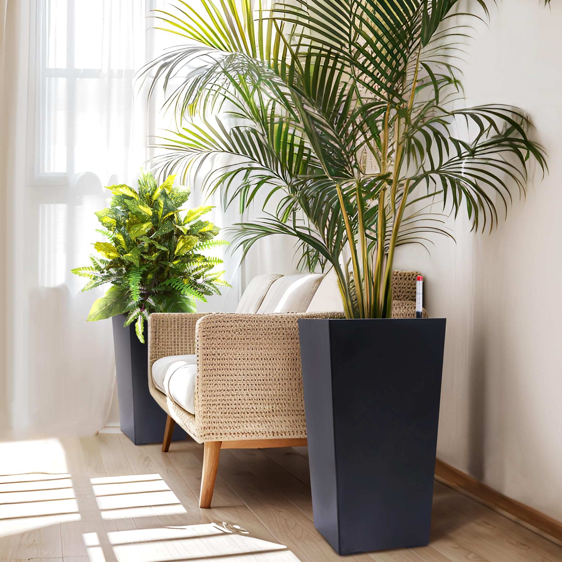 Garvee planter with automatic watering system supports hands-free plant care.