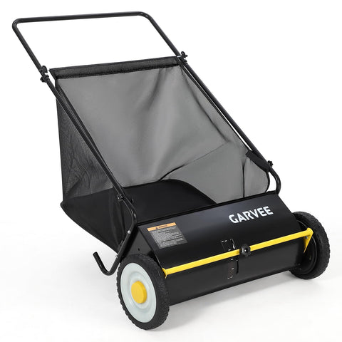 Garvee 26-inch heavy-duty lawn sweeper with four brushes for thorough debris pickup.