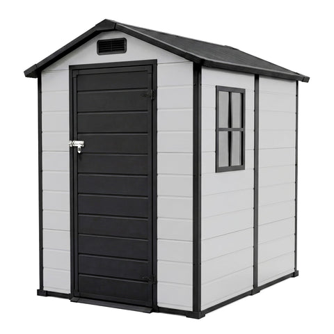 Garvee 4x6ft outdoor storage shed with floor protects tools from the elements