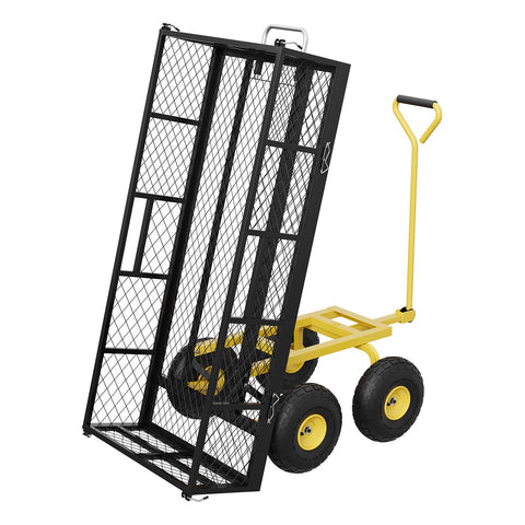 Garvee 900 lbs steel garden dump cart with rugged frame for heavy yard hauling