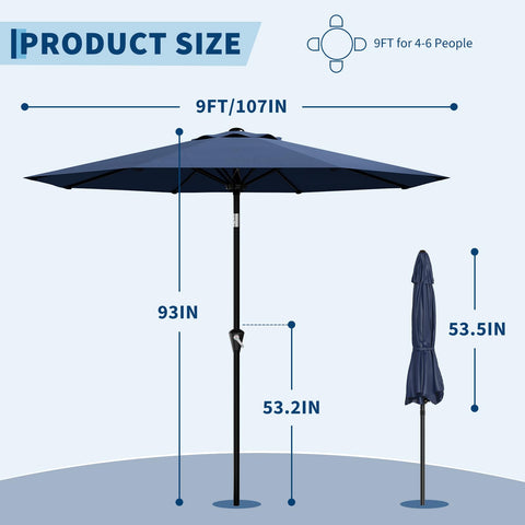 Garvee 9ft patio umbrella crank handle for easy opening and closing