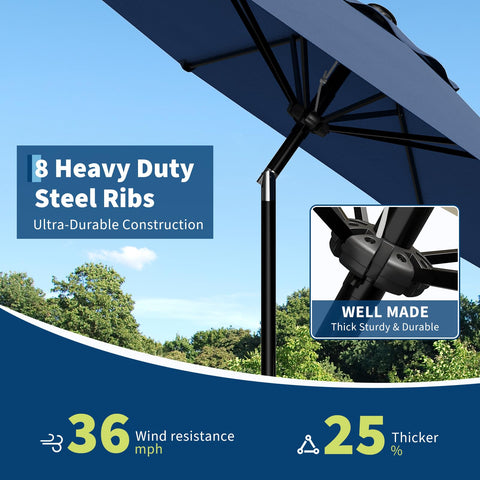 Garvee 9ft patio umbrella eight ribs ensure strong wind resistance