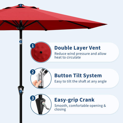 Garvee 9ft patio umbrella iron frame delivers durable, rust resistant support
