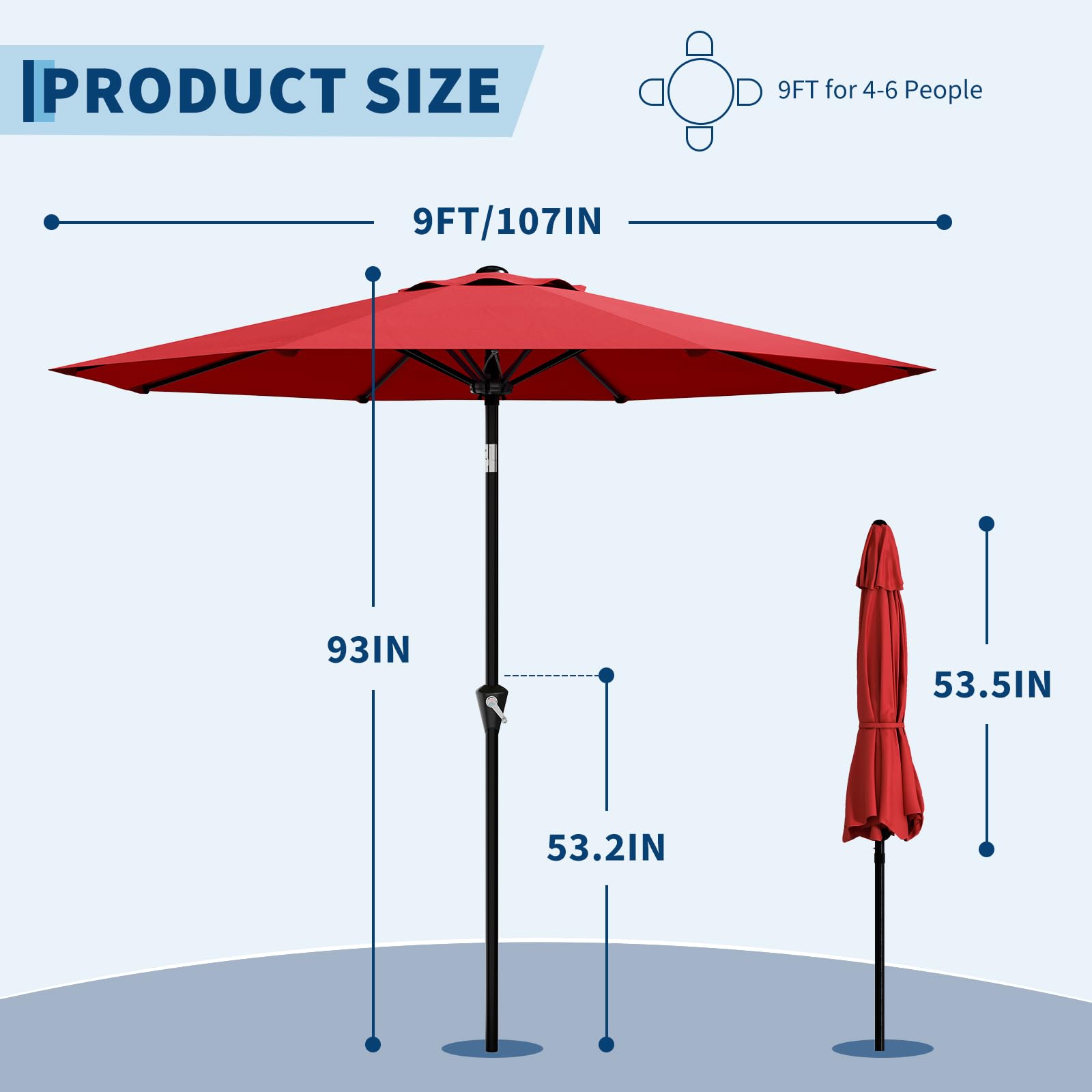 Garvee 9ft patio umbrella vented canopy for improved airflow and cooling
