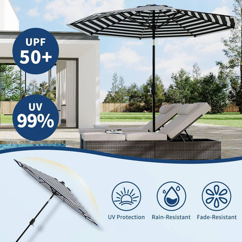 Garvee 9ft patio umbrella vented canopy design for airflow and cooling shade.