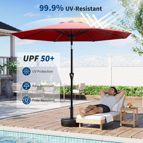 Garvee 9ft patio umbrella fabric is UV resistant and water repellent for color retention