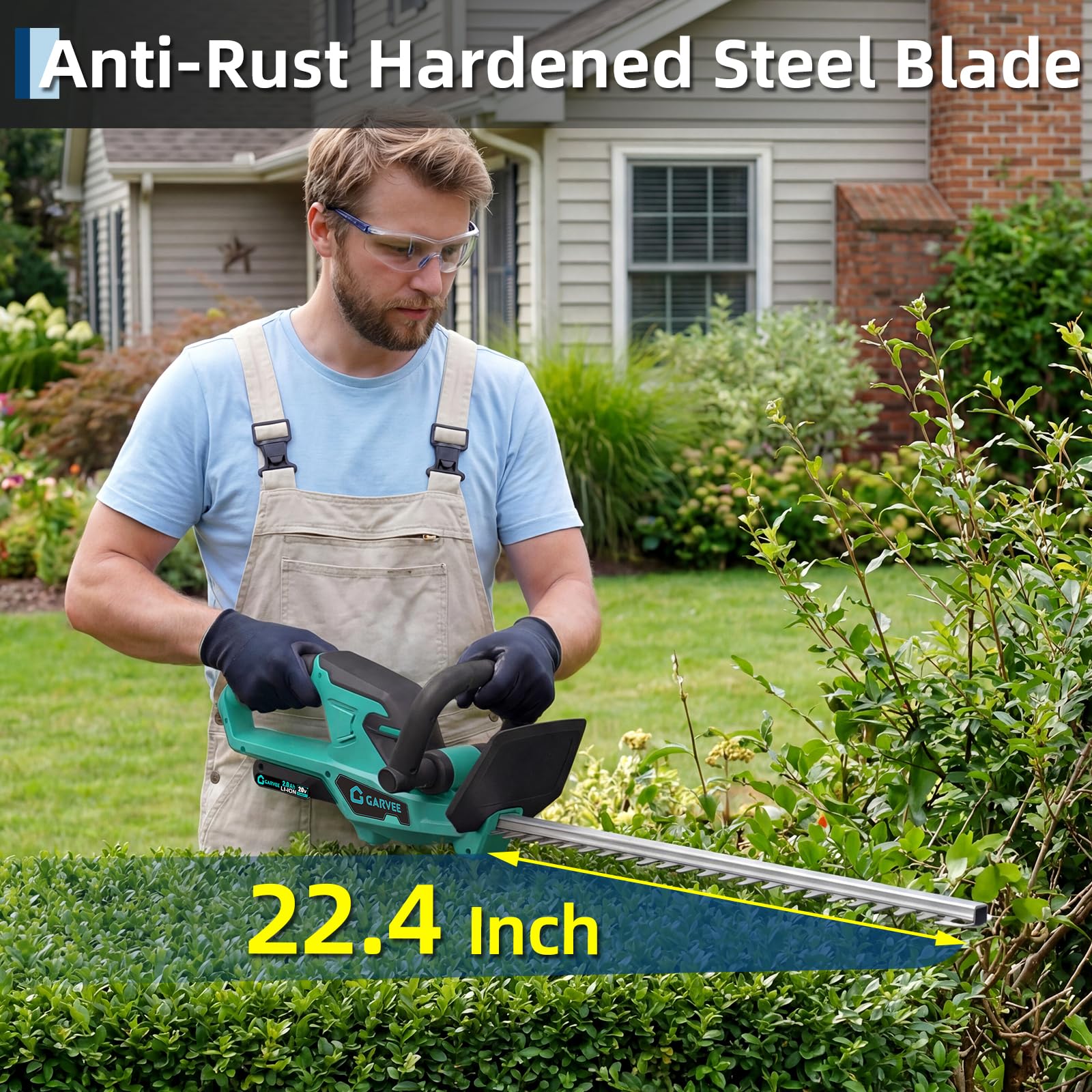 Garvee 22.4 inch cordless hedge trimmer ready for fast pruning