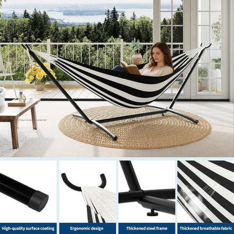 Breathable fabric of Garvee hammock provides comfortable two-person lounging