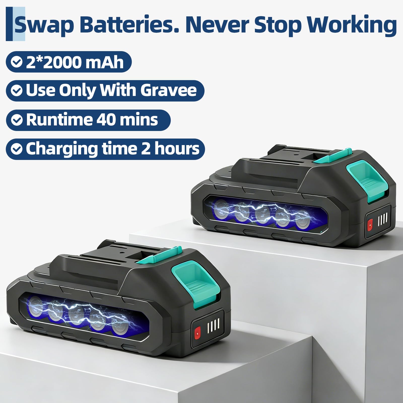 Garvee fast charger with wheels keeps batteries ready on the go.