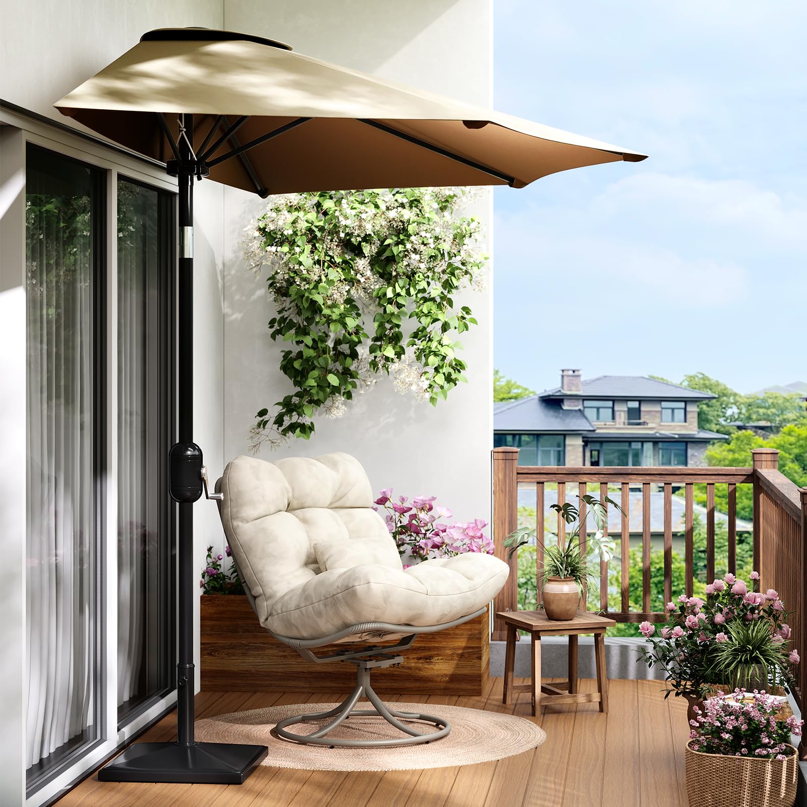 Garvee half-umbrella compact balcony design for space-saving sun protection