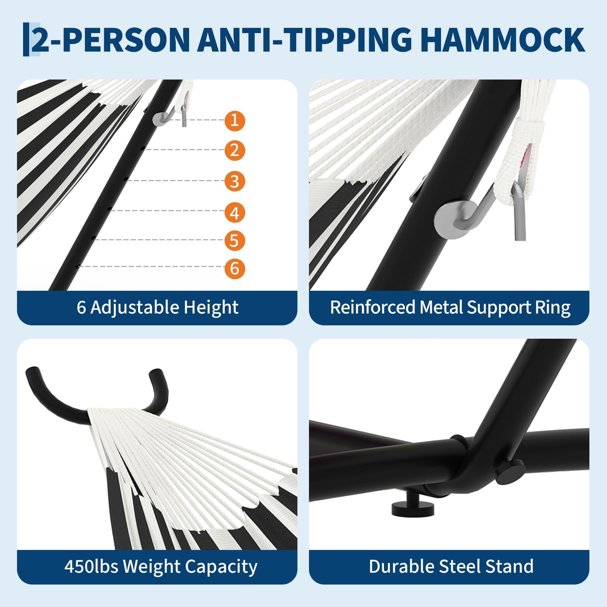 Easy tool-free assembly of Garvee hammock with included stand