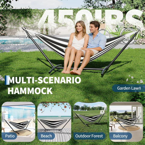 Wide double hammock ready for two people to read or chat