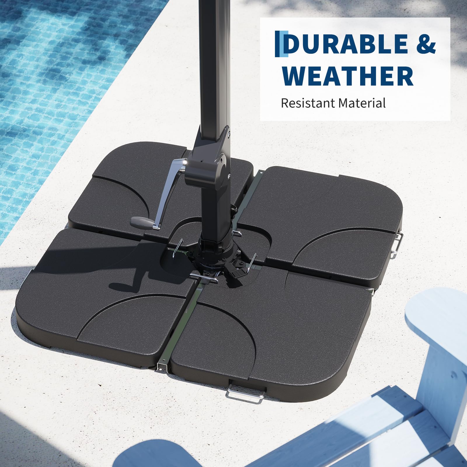 Garvee high-density polyethylene base offers durability against sun and moisture.