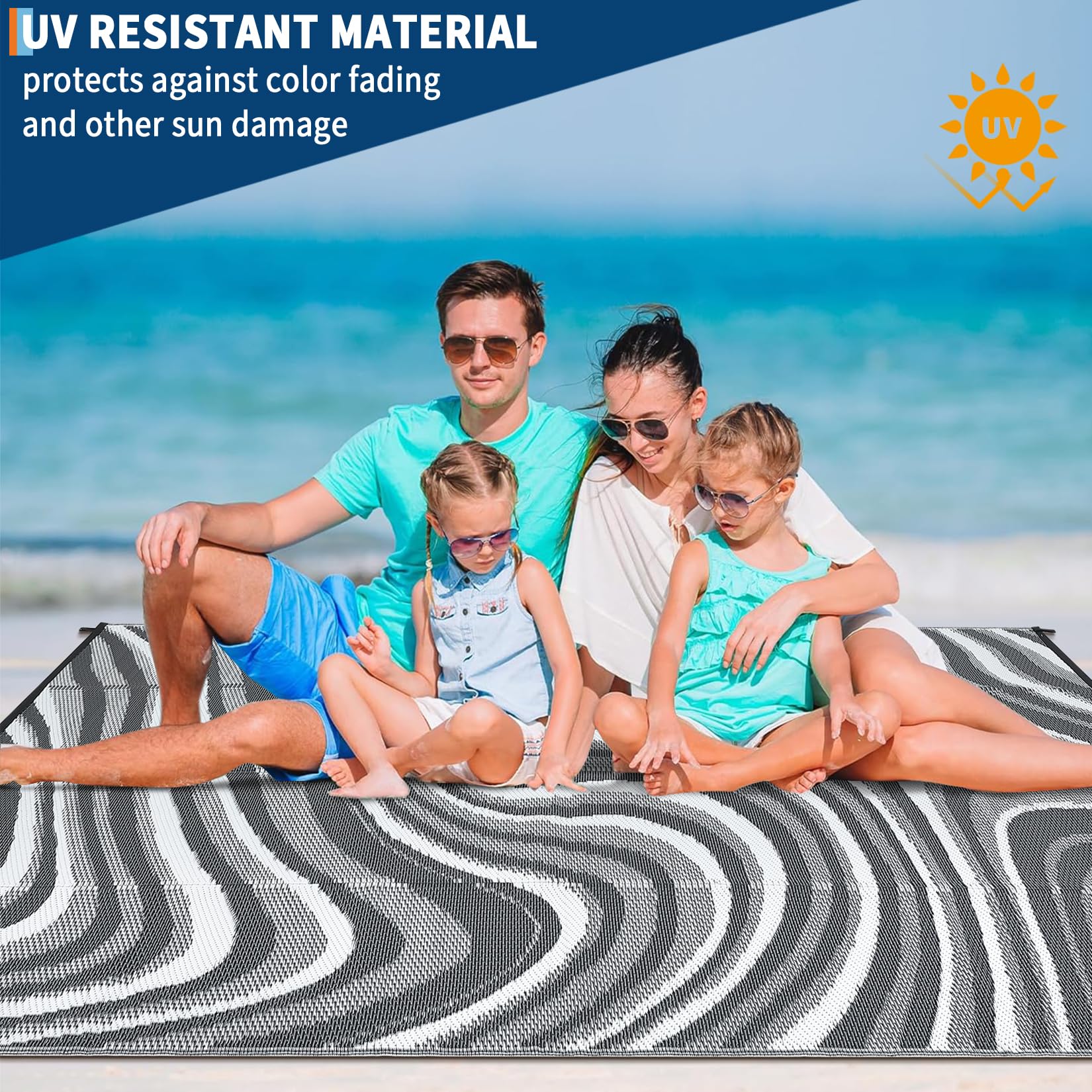 Garvee outdoor rug is easy to clean and quick to dry