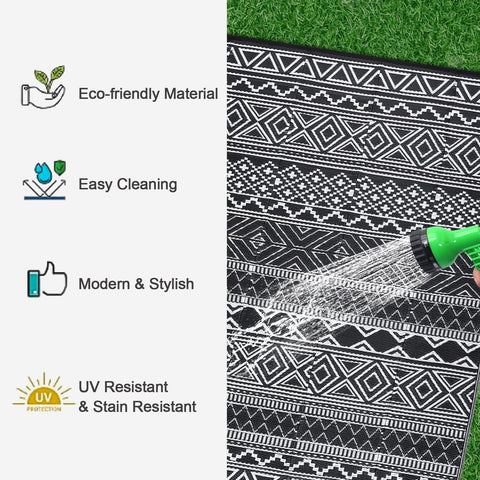 Garvee outdoor rug packed in carry bag for travel and storage convenience