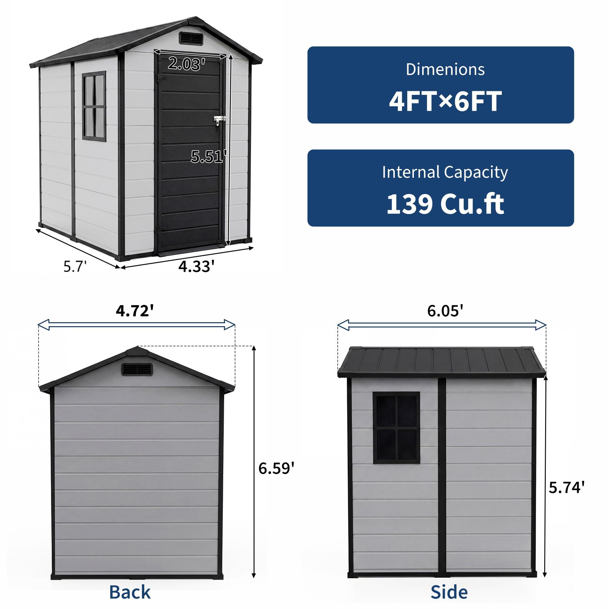Garvee resin shed with lockable door enhances yard tool security