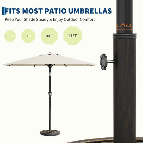 Garvee base with adjustable pole adapters ensures secure fit on 1.5 to 2.1 inch poles.