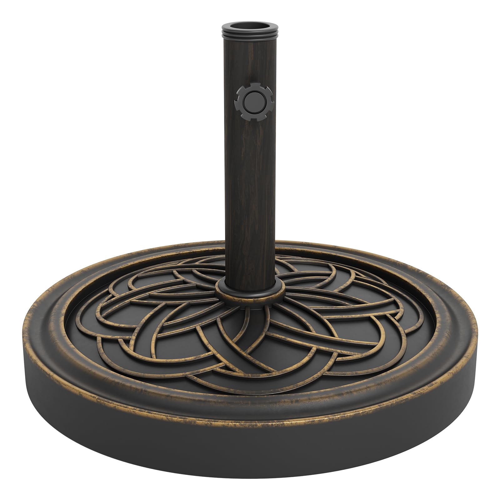 Garvee round umbrella base with bronze finish, a durable outdoor anchor.