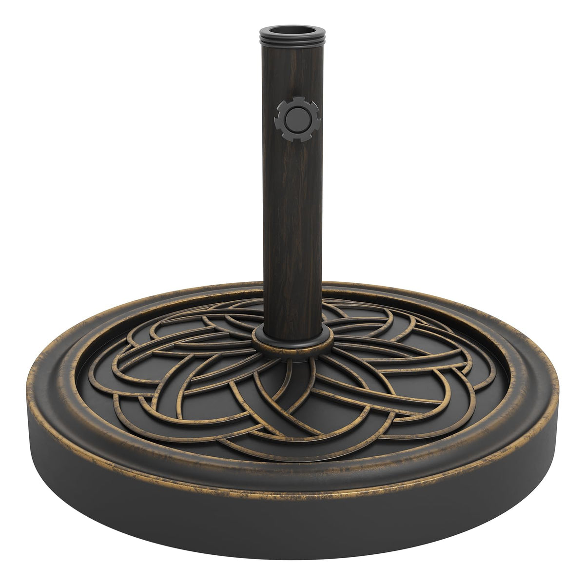 Garvee round umbrella base with bronze finish, a durable outdoor anchor.