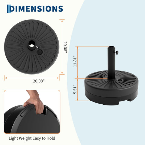 Garvee base shows universal pole compatibility for 1.5–2.1 in poles