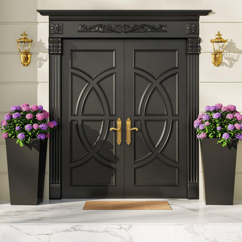 Garvee two-pack black planters suit entryways and patio corners.