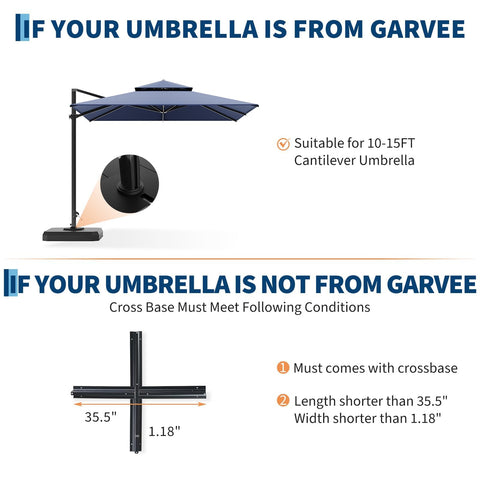 Garvee umbrella base filled with sand for heavier stability