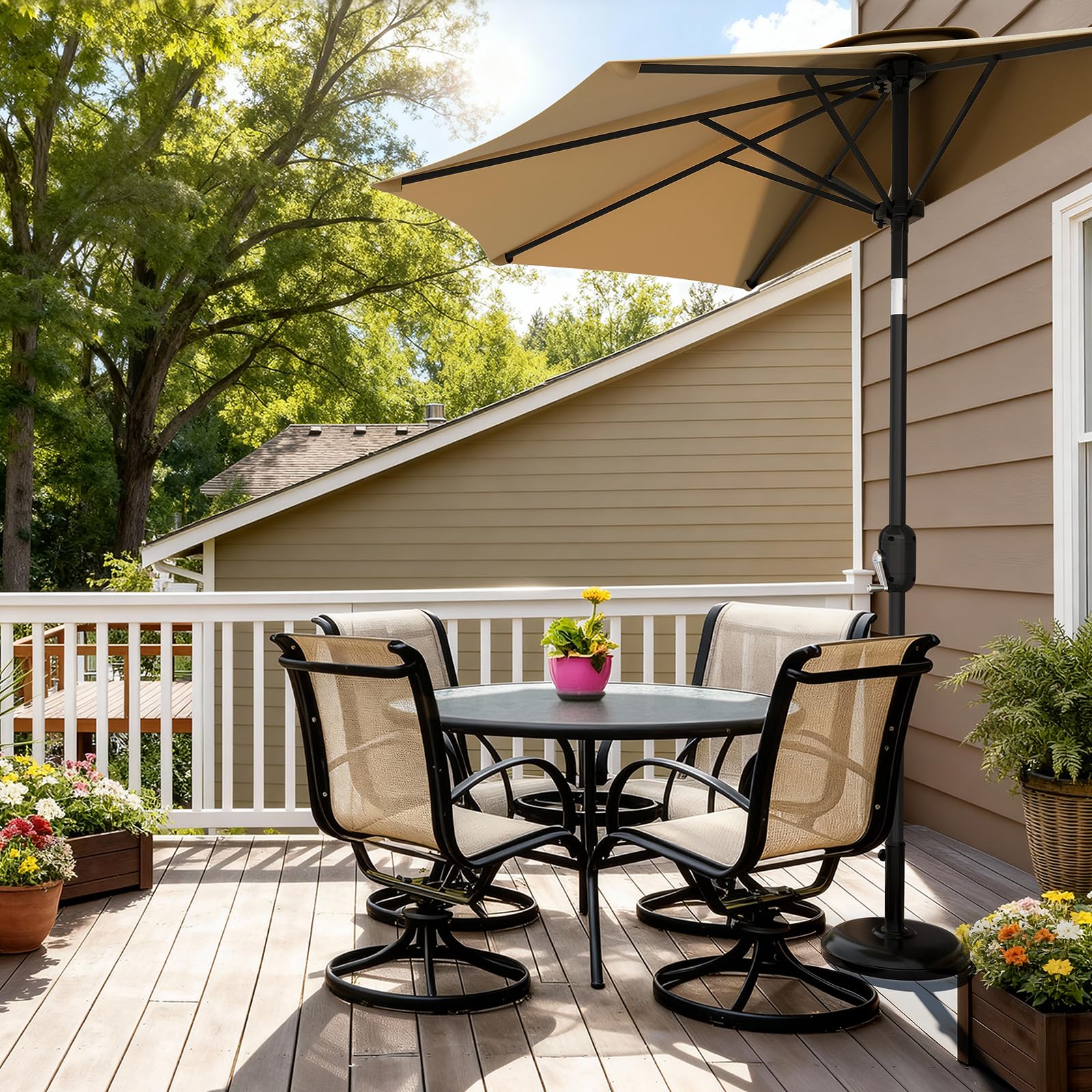 Garvee vented canopy promotes airflow for cooler seating outdoors