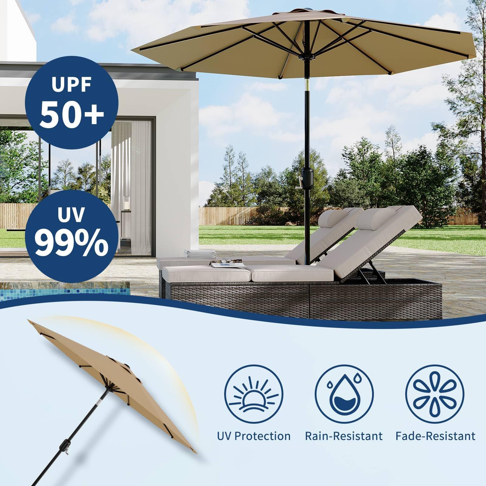 Garvee vented canopy design promotes airflow and cooler shade by pools and decks.