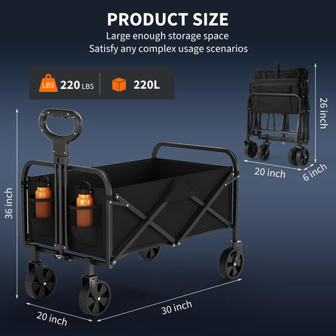 Garvee Wagons 220lbs-capacity carries groceries or camping gear.