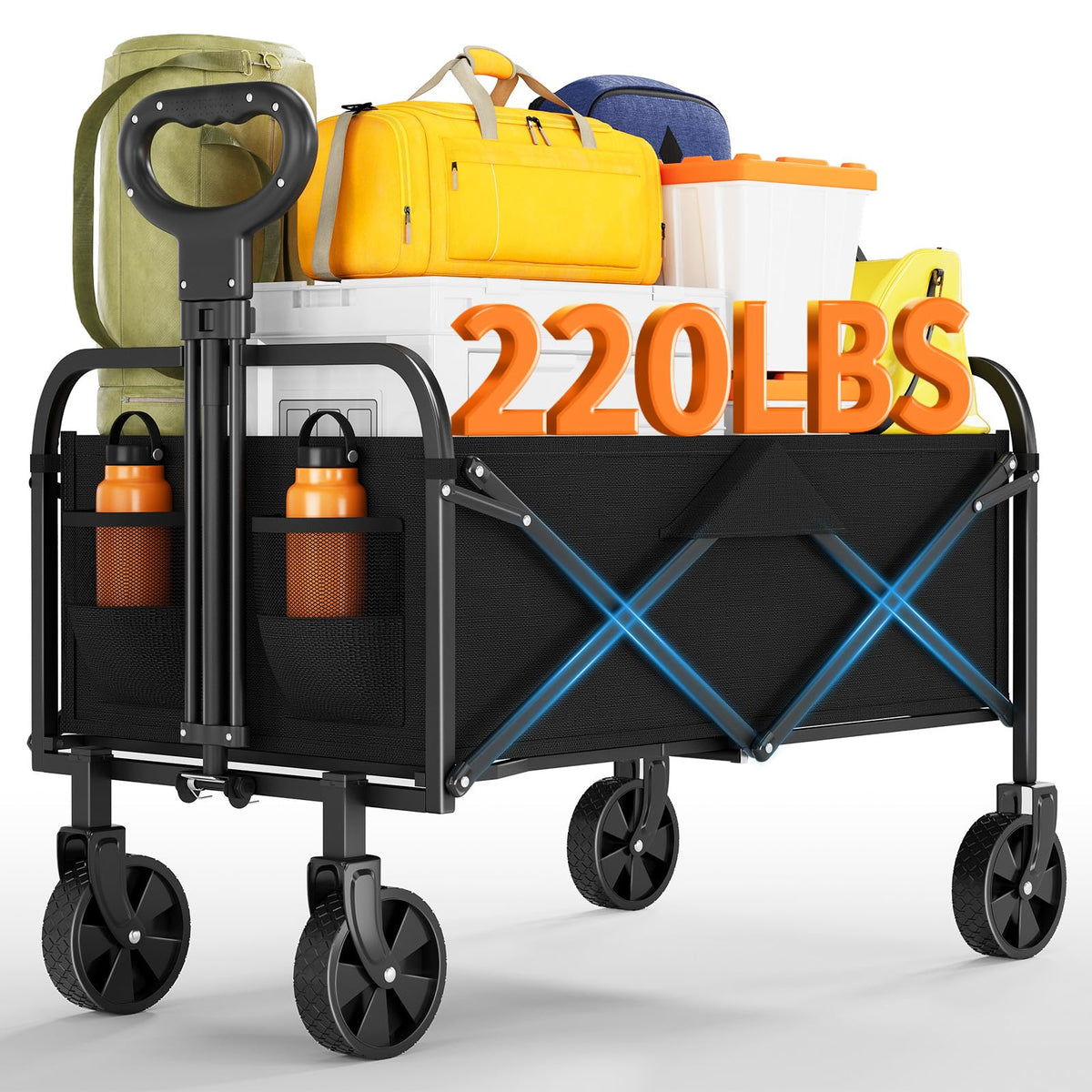 Garvee Wagons folded wagon-compact for easy storage after shopping trips.