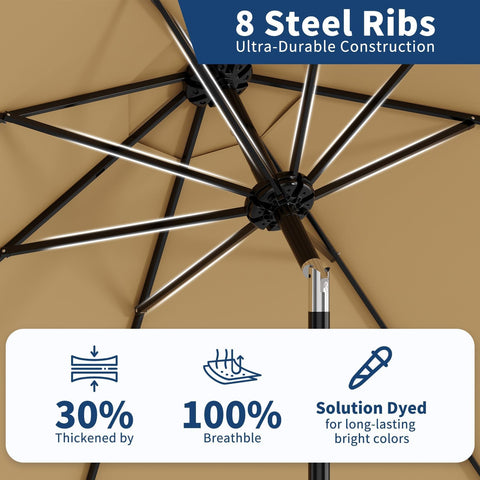 Garvee water-repellent polyester fabric preserves color and resists stains outdoors.