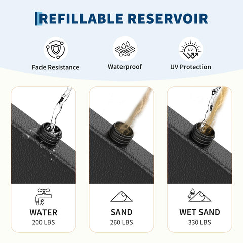 Garvee weight plates up to 55 lbs each provide strong umbrella stabilization.