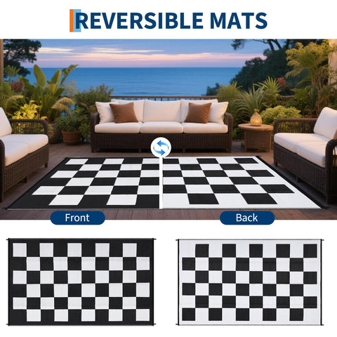 GarveeHome UV-resistant outdoor rug maintains color on sunny patios.