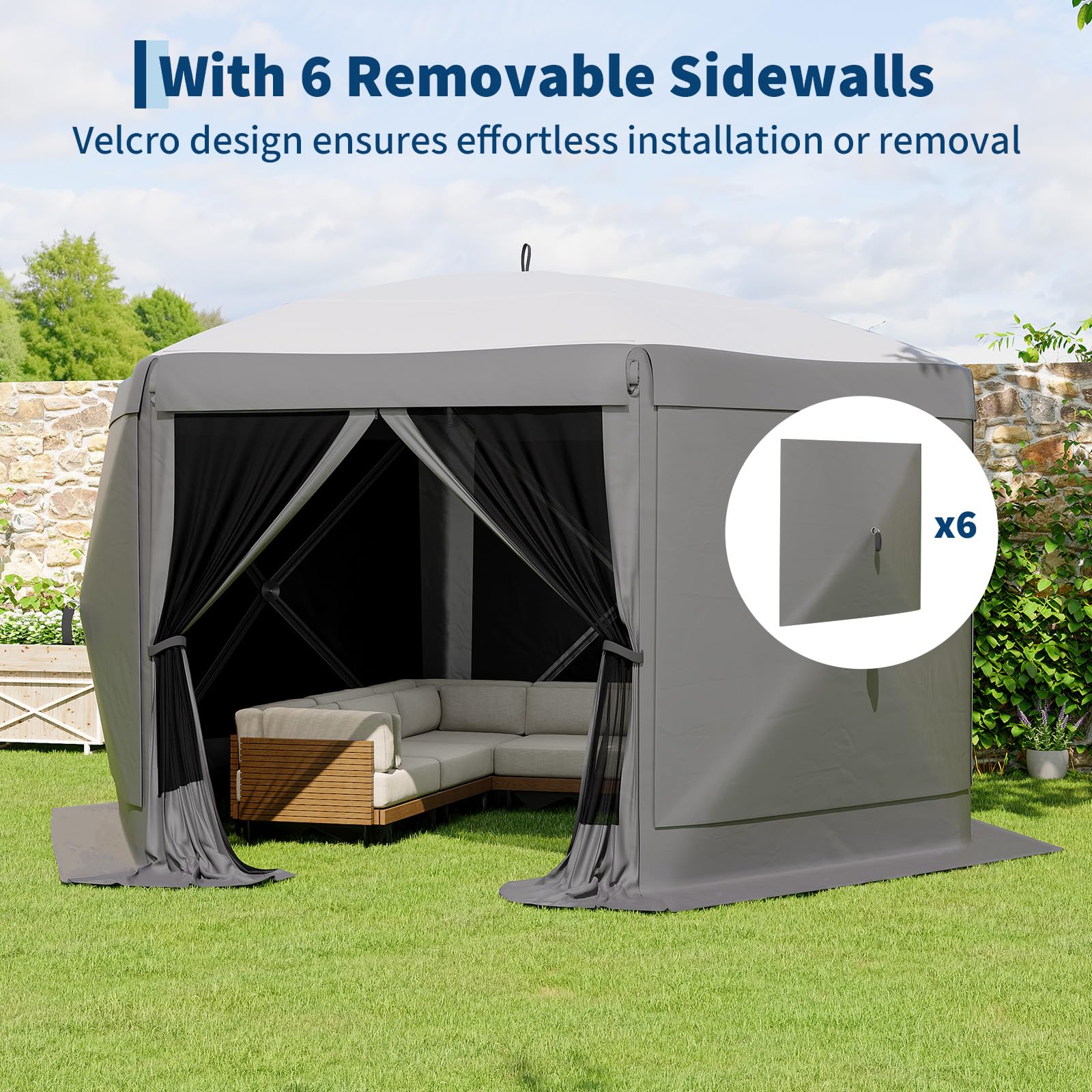112 sq ft shade coverage from GarveeLife hexagonal gazebo for gatherings