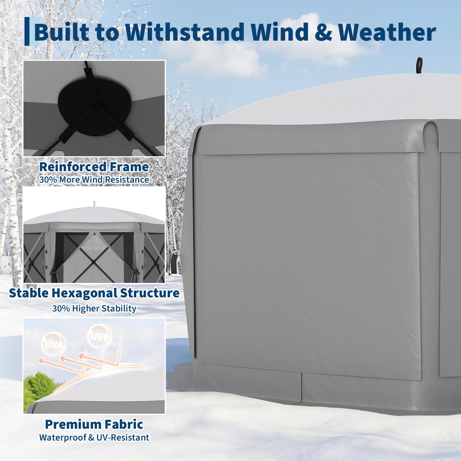 Six wind cloths on GarveeLife gazebo provide privacy and wind protection