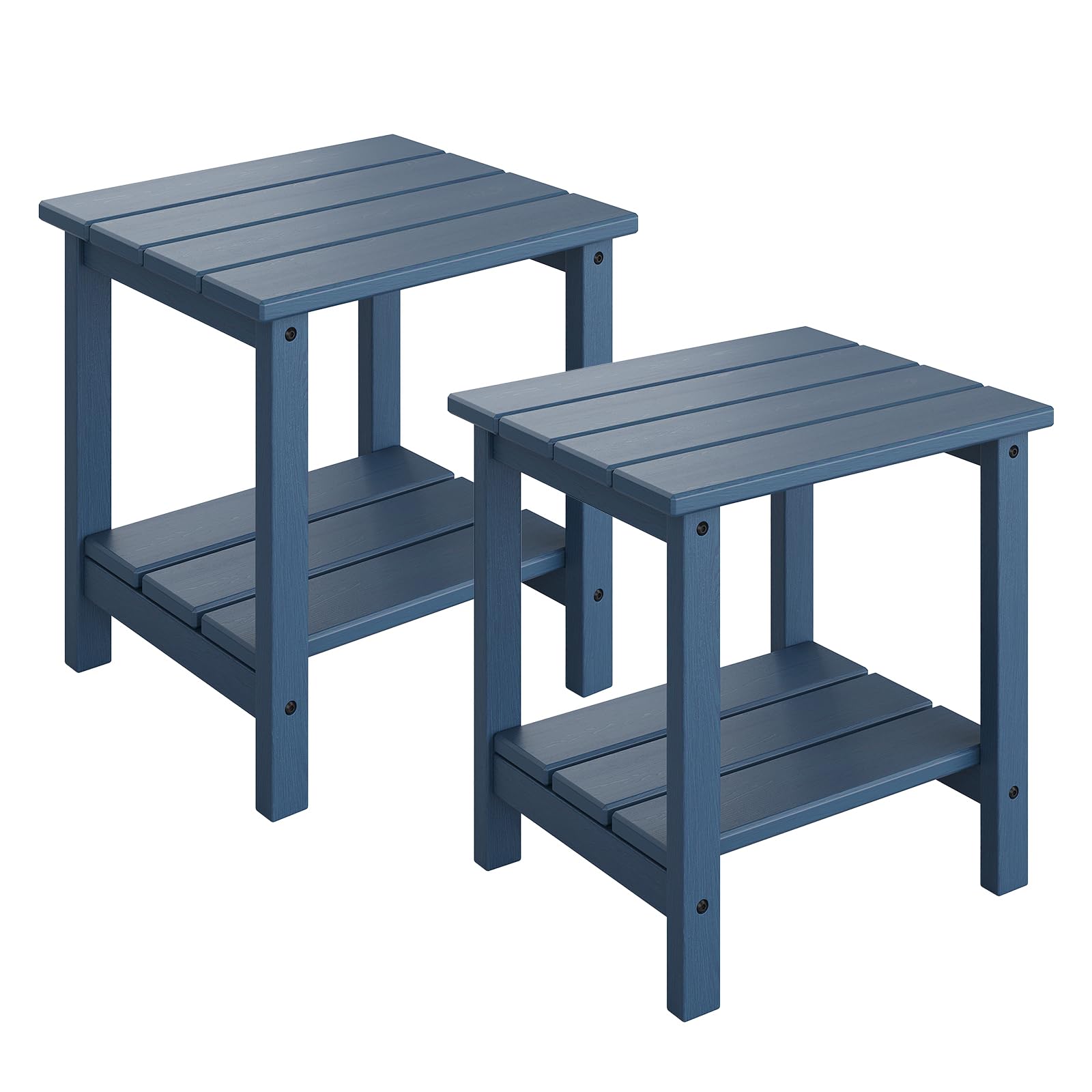GarveeLife Adirondack side table navy front view enhances outdoor lounging.