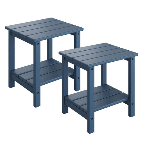 GarveeLife Adirondack side table navy front view enhances outdoor lounging.