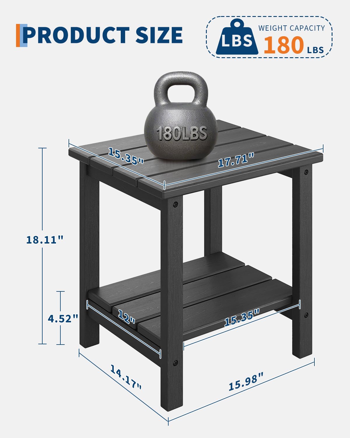 GarveeLife Adirondack table fits patios, porches, or poolside lounges.