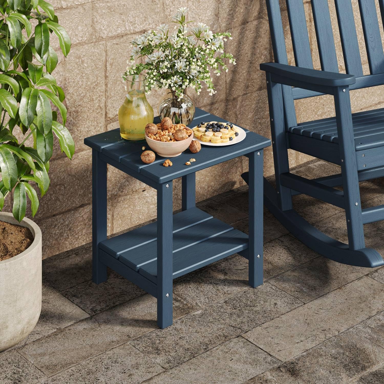 GarveeLife Adirondack side table two-tier design adds extra surface.