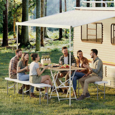 GarveeLife folding bench with carrying handle, easy transport for events.
